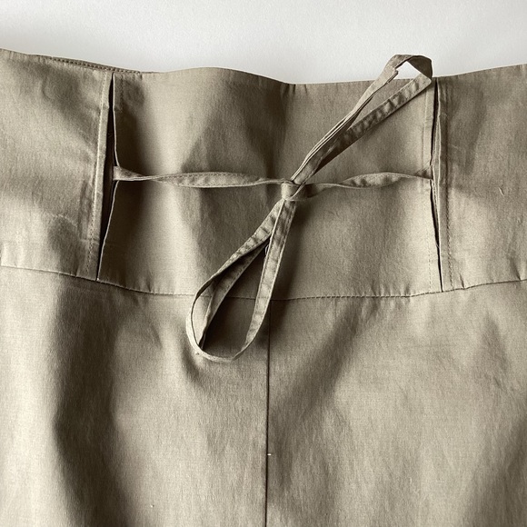 Y2K Reiss skirt 8 utility pleat pencil vintage khaki green tie cotton-spandex - Picture 14 of 16